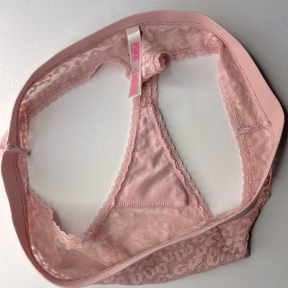 PINK Victoria’s Secret Dusty Rose Sheer Leopard Lace Mesh Thong Panties Sz M NEW - Picture 17 of 17